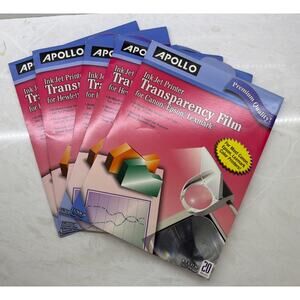Apollo Color Inkjet QuickDry Transparency Film Removable Stripe Letter Clear